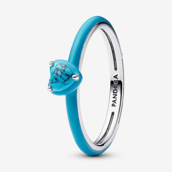 PANDORA 193828C01 Turquoise Coloured Heart Stone Ring - thbaker.co.uk