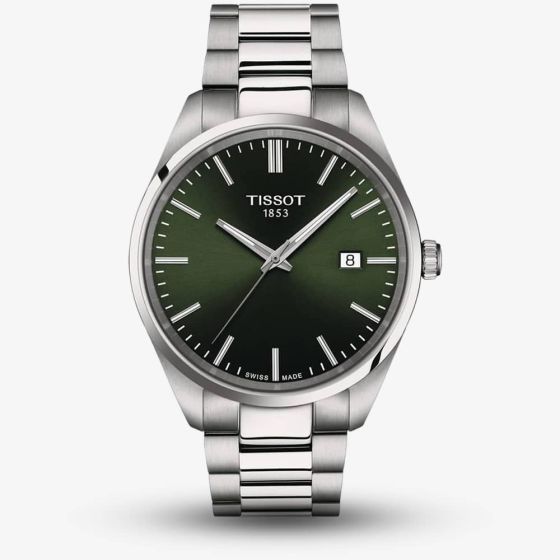 Tissot PR 100 Green Dial Silver Steel Strap Watch for Men - T150.410.11.091.00