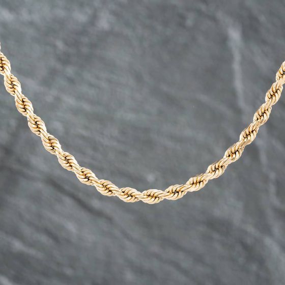 Second Hand 9ct Yellow Gold 18 Inch Rope Chain 41041249 - thbaker.co.uk