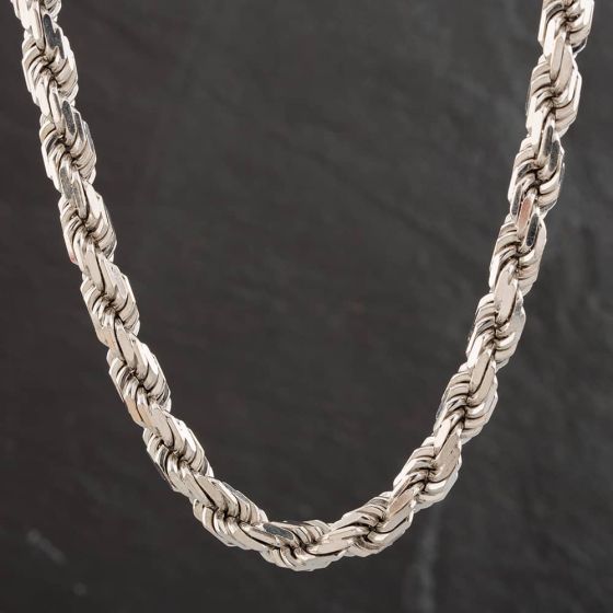 Second Hand 9ct White Gold Solid 24 Inch Rope Necklace 4104142 ...