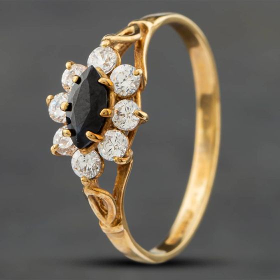 9ct Gold Cubic Zirconia & Sapphire Dress Ring main image 0