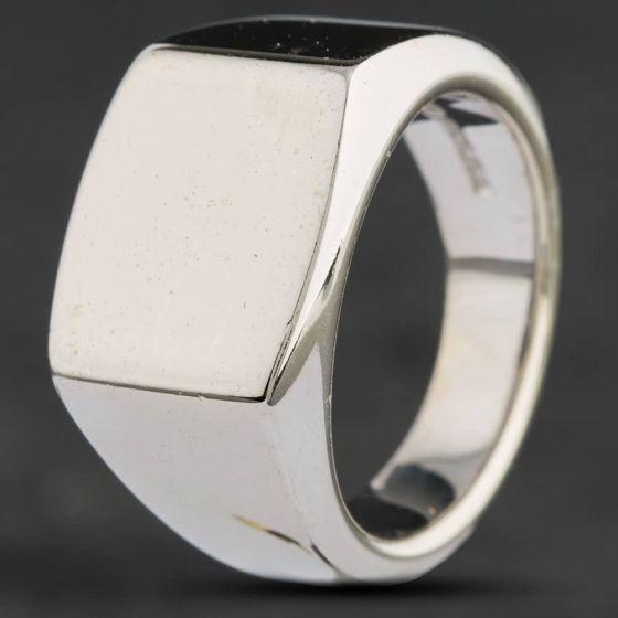 9ct White Gold 12 x 12mm Square Signet Ring main image 0