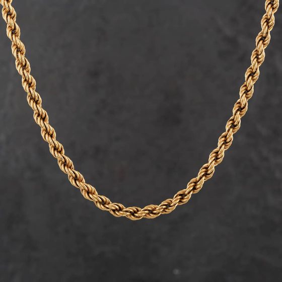 Second Hand 9ct Yellow Gold 20 Inch Rope Chain 4116032 | T.H. Baker ...