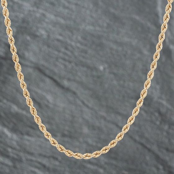 Second Hand 9ct Yellow Gold 24 Inch Rope Chain 41161470 - thbaker.co.uk