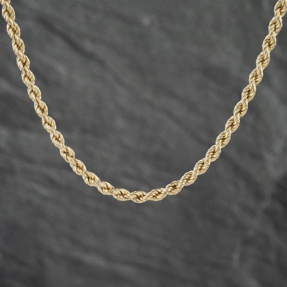 Second Hand 9ct Yellow Gold 20 Inch Rope Chain 41161959 - thbaker.co.uk