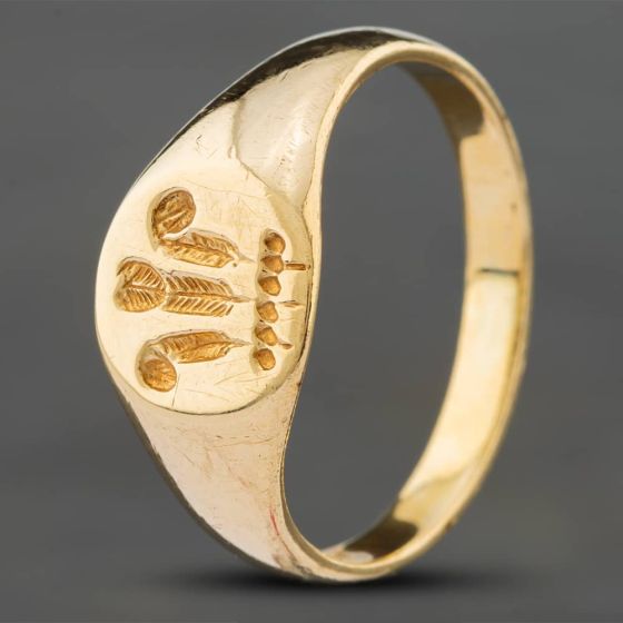 Second Hand 9ct Yellow Gold Fleur-De-Lis Signet Ring 41341130