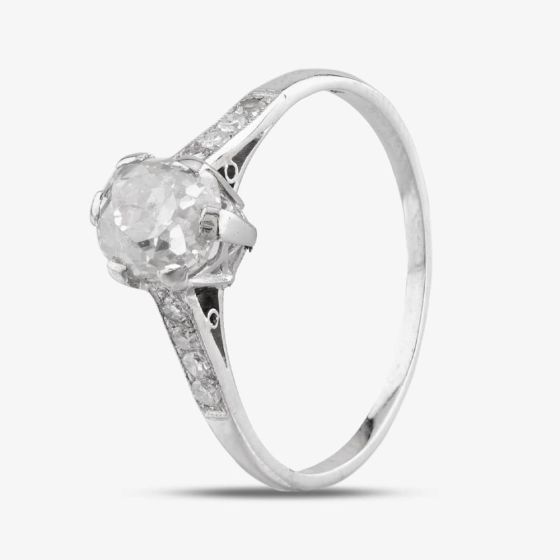 Second Hand Vintage White Gold Old Diamond Oval Solitaire Ring