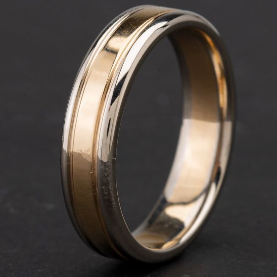 Second Hand 14ct Two Colour Gold 6mm Heavy Wedding Ring