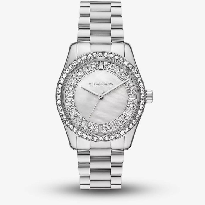 Michael Kors MK7445 Lexington Silver Mother Of Pearl Watch  