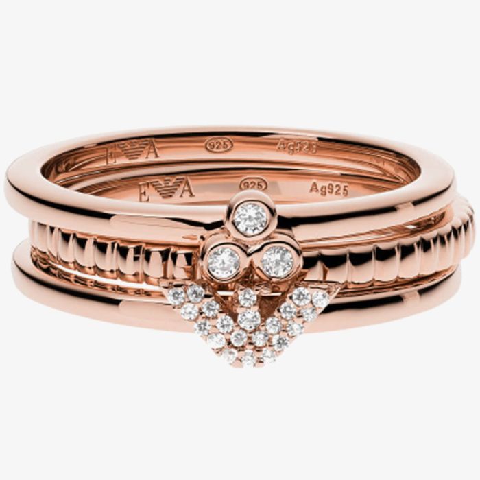Emporio Armani EG3485221 Rose Gold Tone Stacking Ring Set 