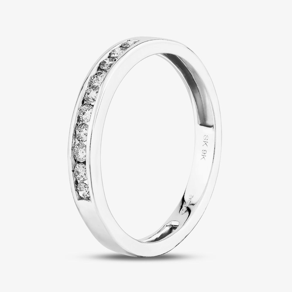 9ct White Gold Diamond Half Eternity Ring