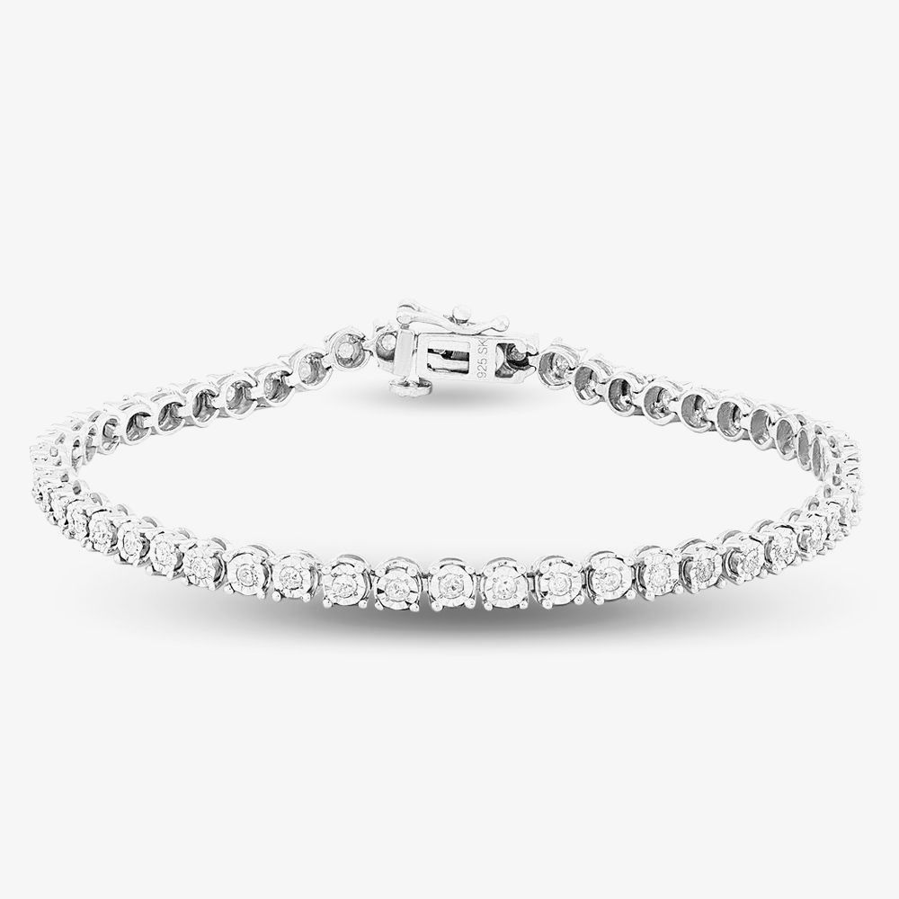 Tennis Silver Bracelet, .925 Sterling Silver Diamond Cubic Zirconia Ad –  KesleyBoutique