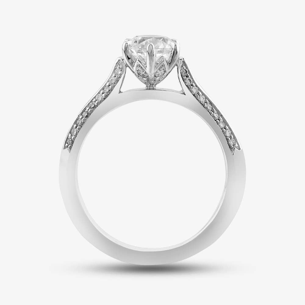 Platinum Diamond Shoulder Set Solitaire Ring