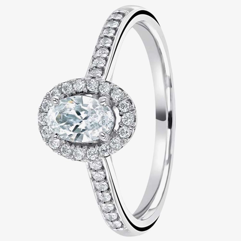 Platinum Diamond Halo Ring