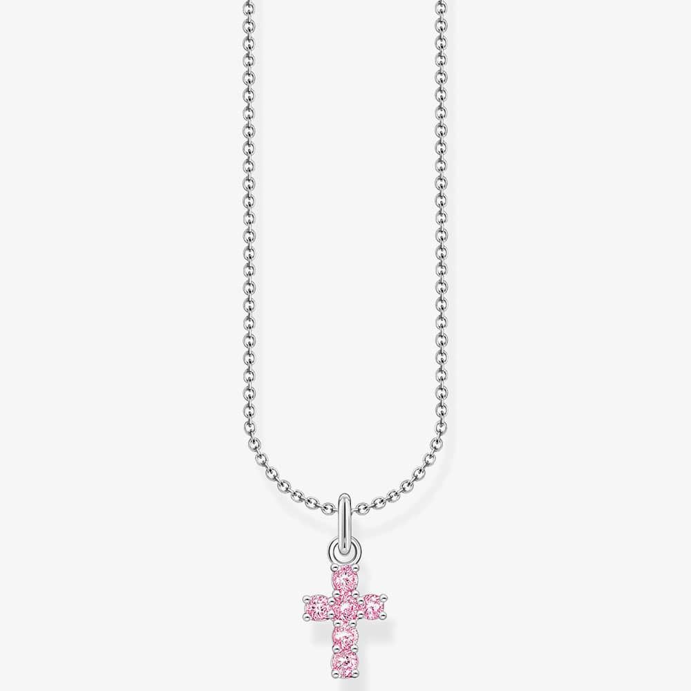THOMAS SABO KE2226-051-9-L45V Pink Cubic Zirconia Cross Necklace