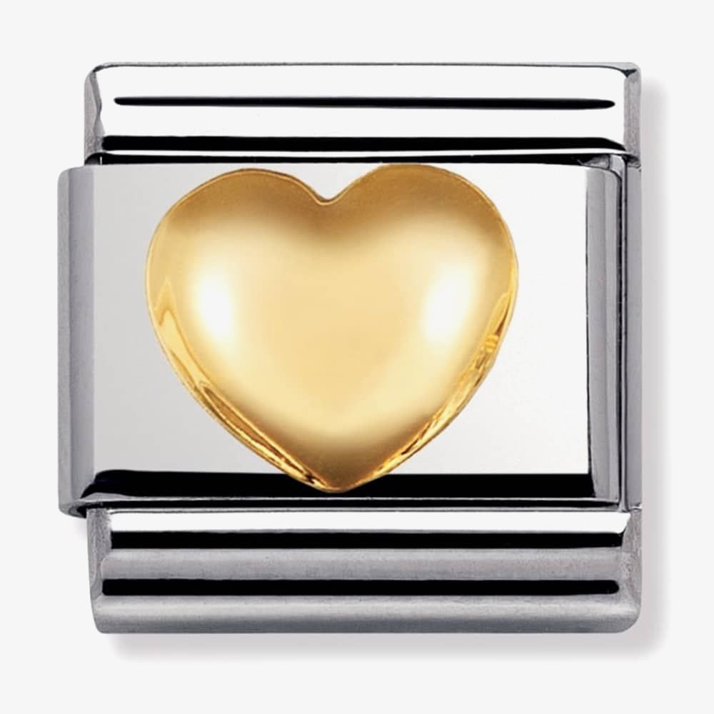 Nomination Classic Gold Love 2 Black Heart With White Dots Charm