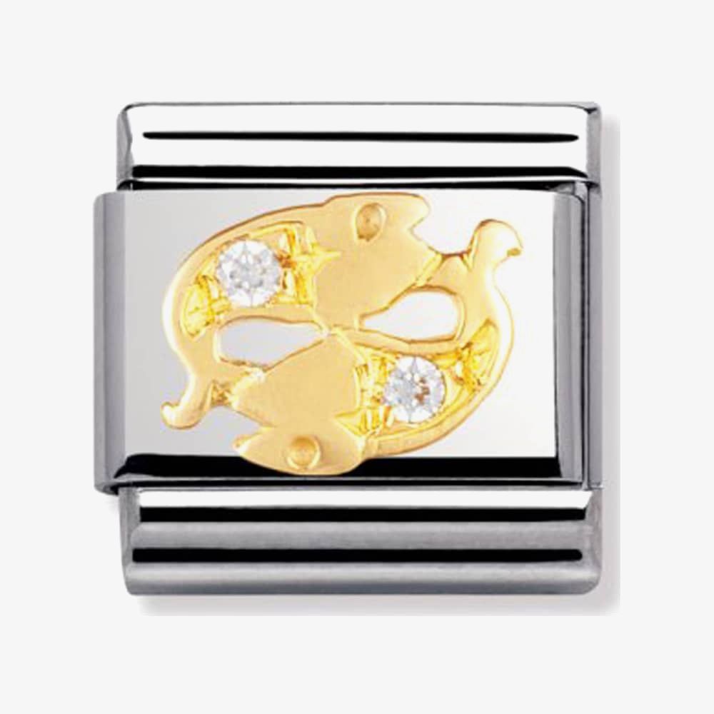 Nomination CLASSIC Gold Cubic Zirconia Zodiac Pisces Charm 030302