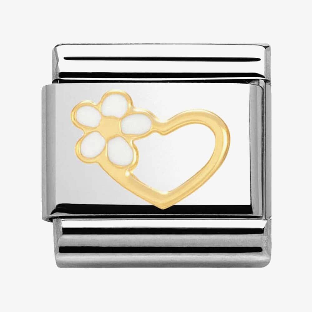 Nomination 030253/40 CLASSIC Gold Love Heart With Flower Charm