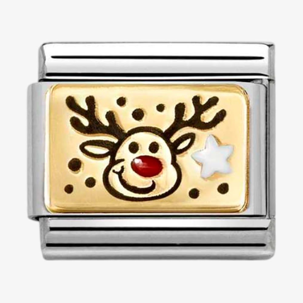 Nomination 030289/11 CLASSIC Gold Christmas Reindeer Charm