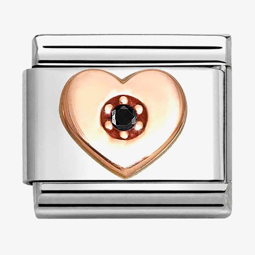 Nomination 430305/40 CLASSIC Rose Gold Symbols Black Heart Charm
