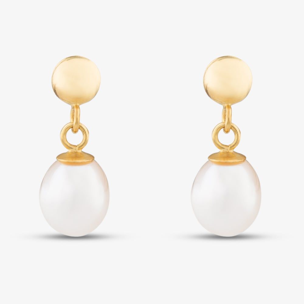 9ct Yellow Gold Freshwater Pearl Dropper Earrings