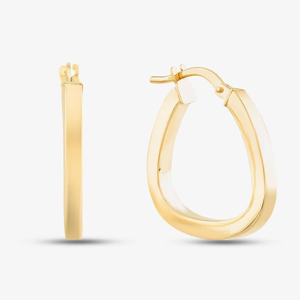 9ct Yellow Gold Triangular Creole Hoop Earrings