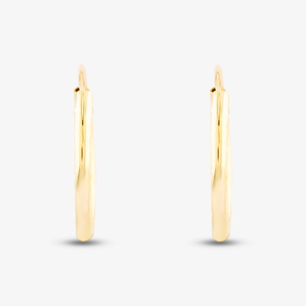 9ct Yellow Gold 13mm Diamond Cut Sleeper Hoop Earrings