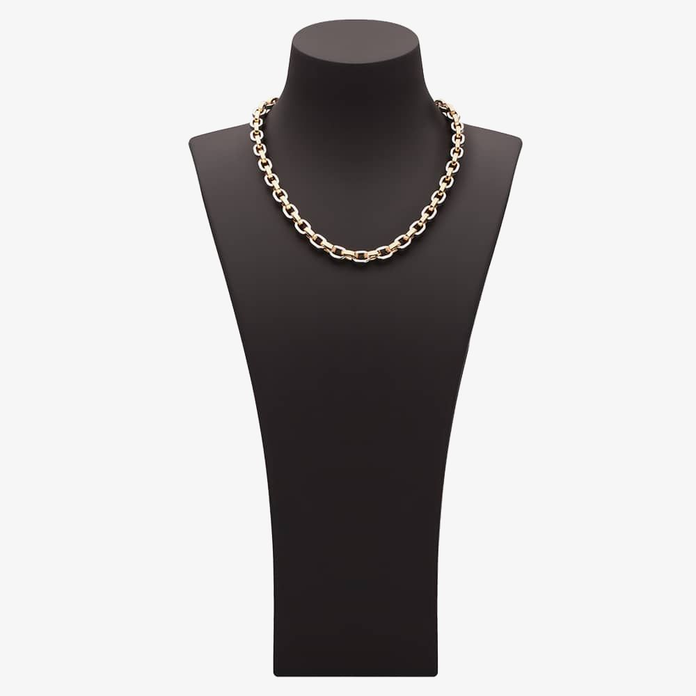 Silver Rose Gold Plated Two Colour 18 Inch Heavy Oval Link Chain