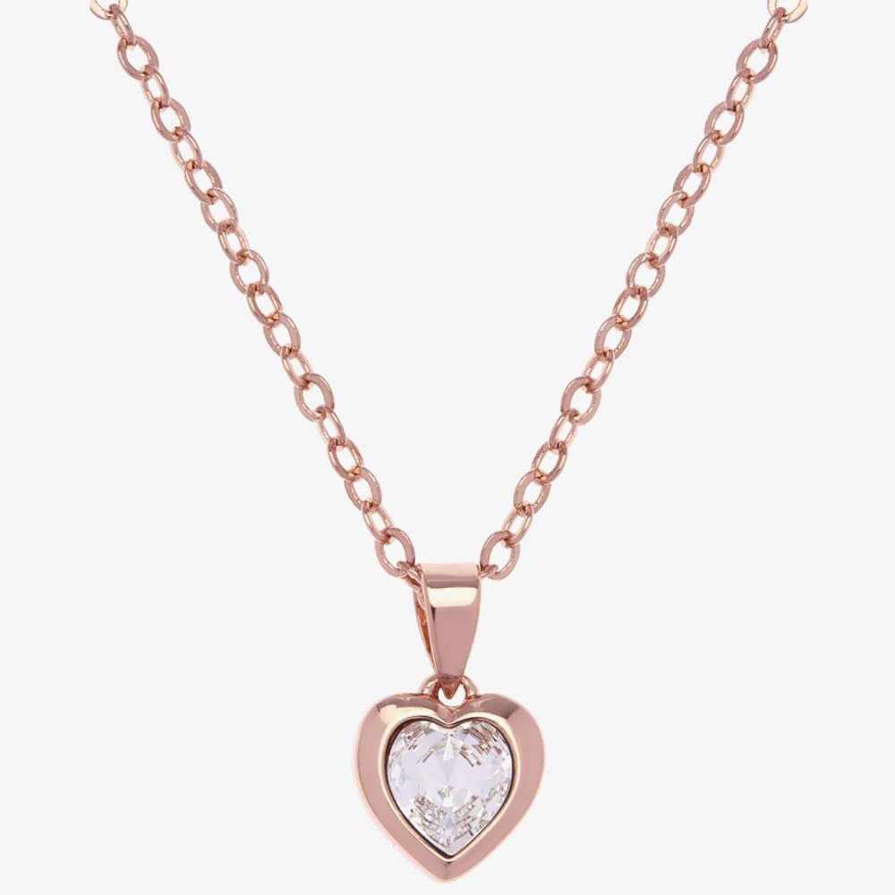 Ladies Ted Baker Rose Gold Plated Crystal Heart Necklace TBJ1681-24-02