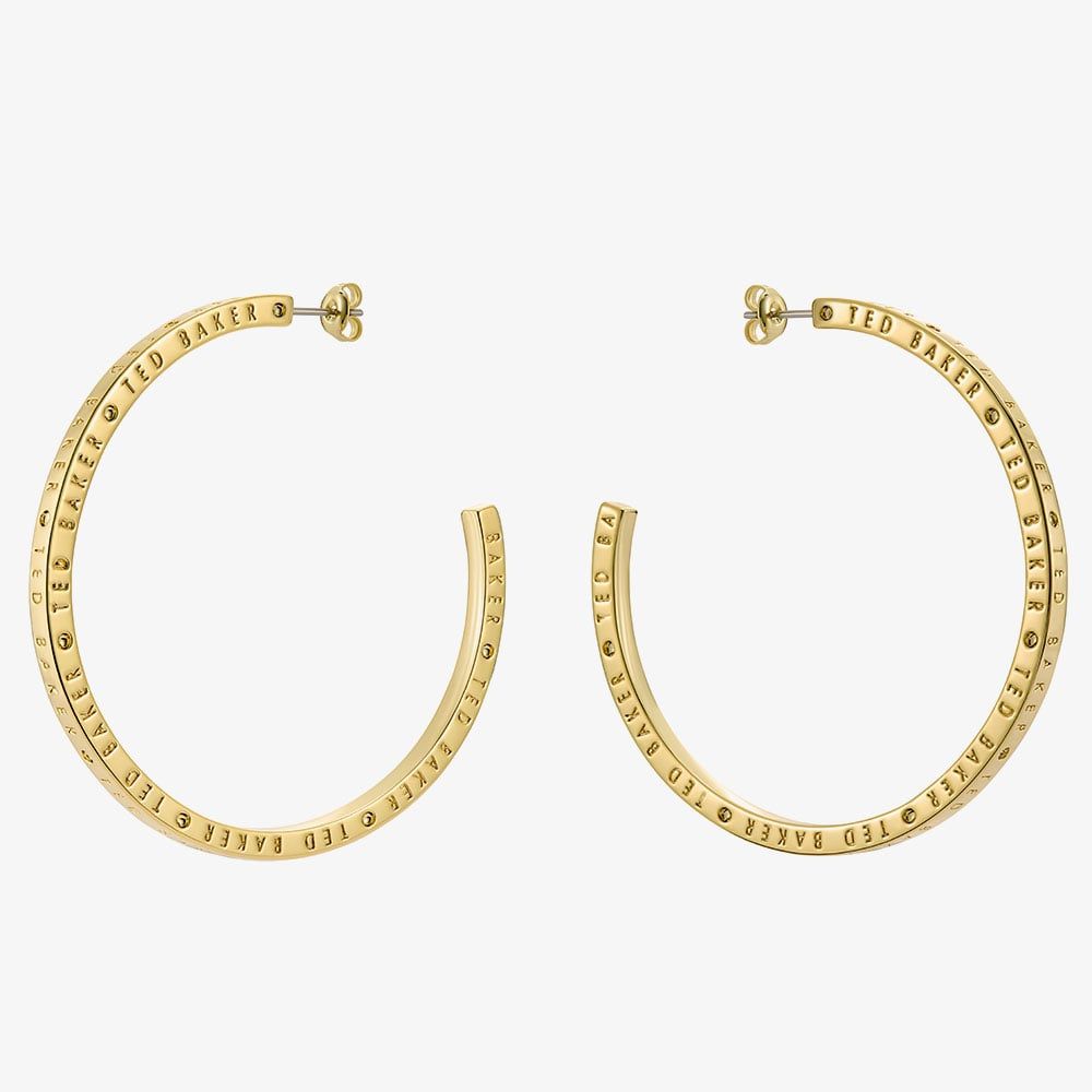 Ted Baker TBJ3818-02-03 Loa Gold Tone Plated Logo Hoop Earrings