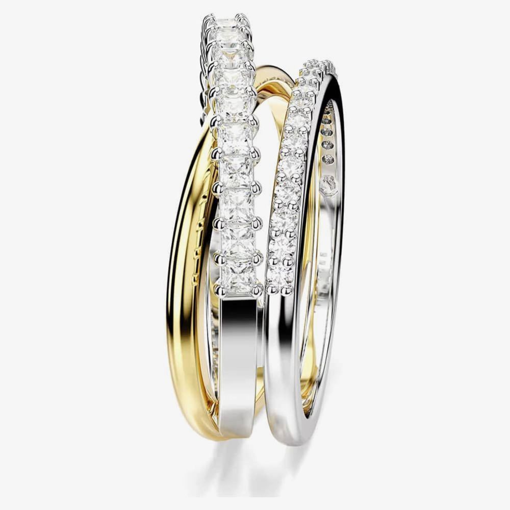 Swarovski 568972 Hyperbola Two Colour Mixed Cuts Three Row Ring
