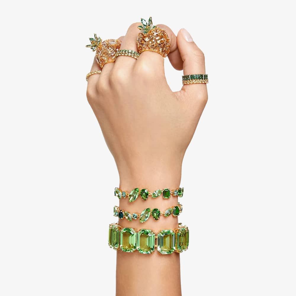 Swarovski 5652822 M Gema Gold Tone Mixed Cut Green Bracelet