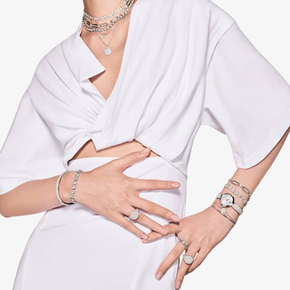 Swarovski 5683447 Meteora Rhodium Plated Bangle - thbaker.co.uk