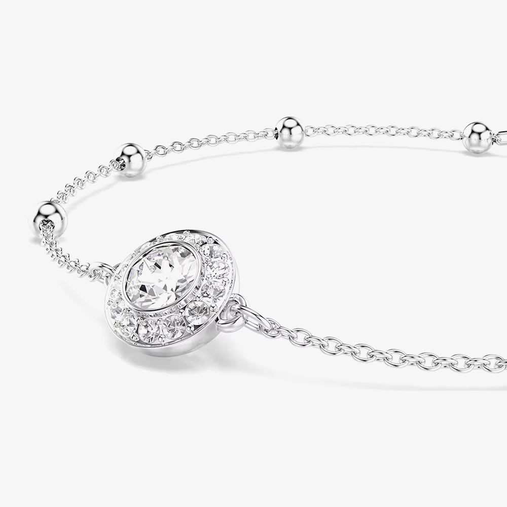 Swarovski 5733196 Una Rhodium Round White Crystal Toggle Bracelet