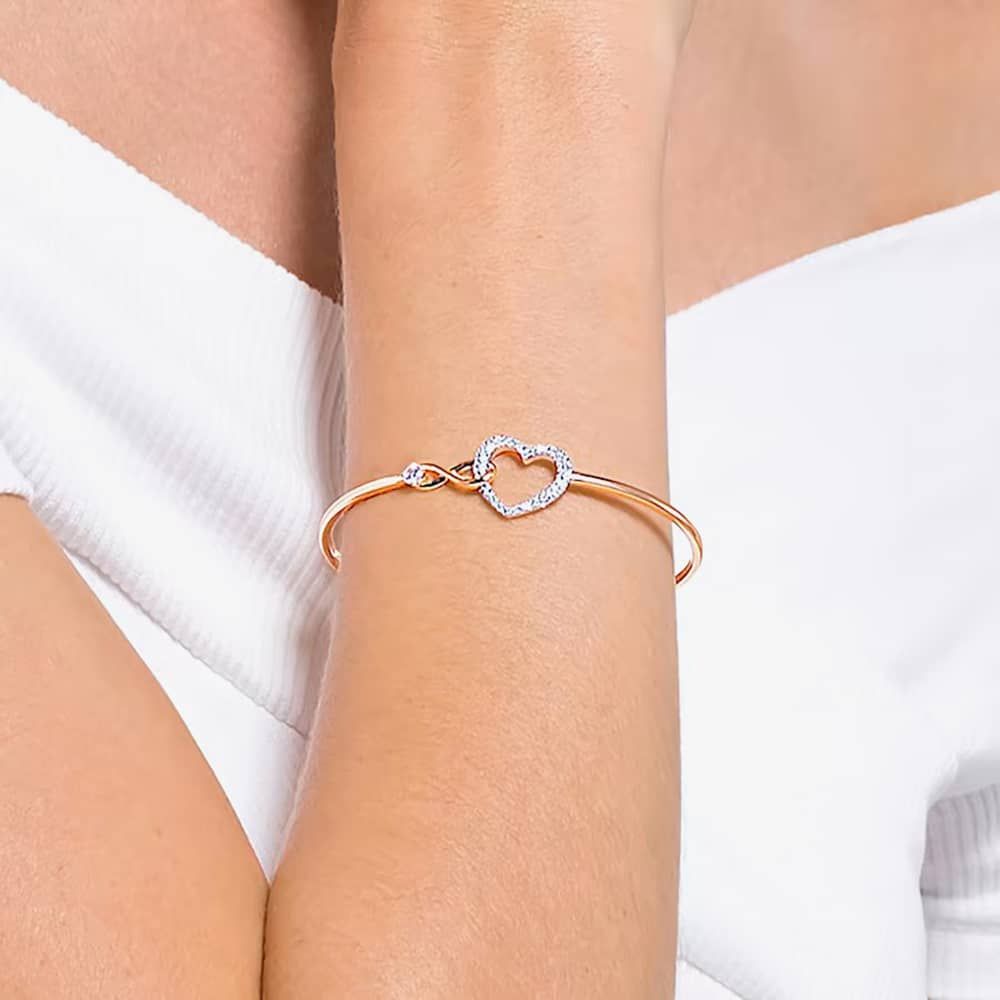Swarovski 5518869 Infinity Heart Two Colour White Crystal Bangle