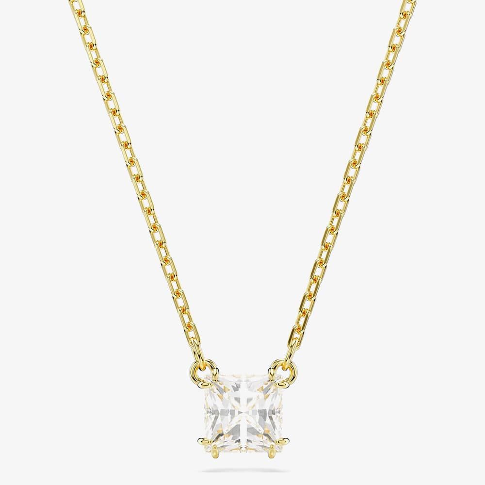 Swarovski 5693153 Stilla Gold Tone Plated White Square Necklace