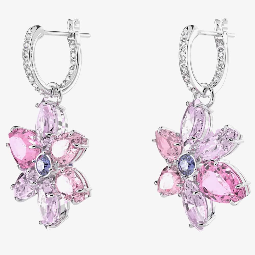 Swarovski 5658397 Gema Flower Dropper Hoop Earrings - thbaker.co.uk