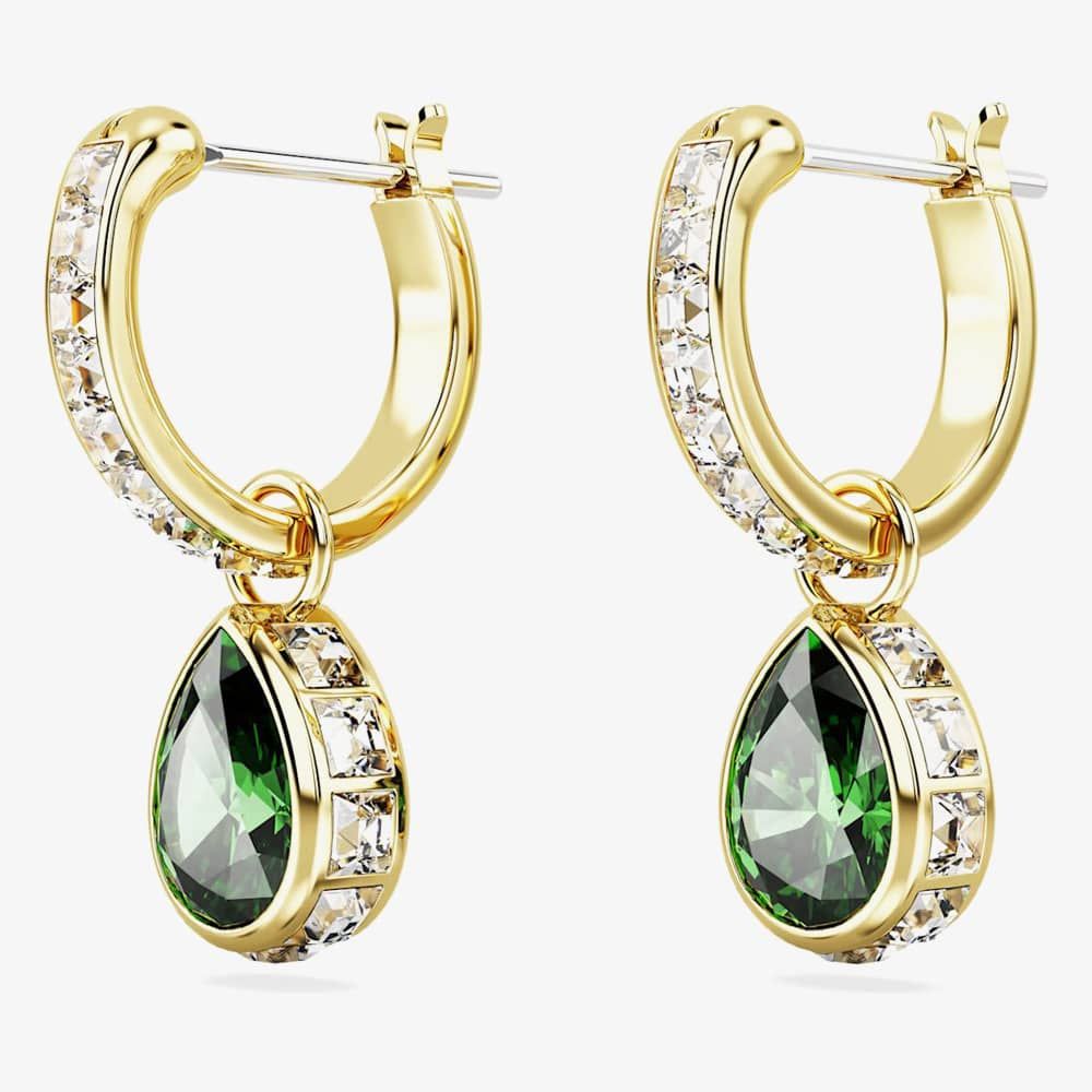 Swarovski 5662922 Stilla Green Pear Cut Dropper Hoop Earrings - thbaker ...