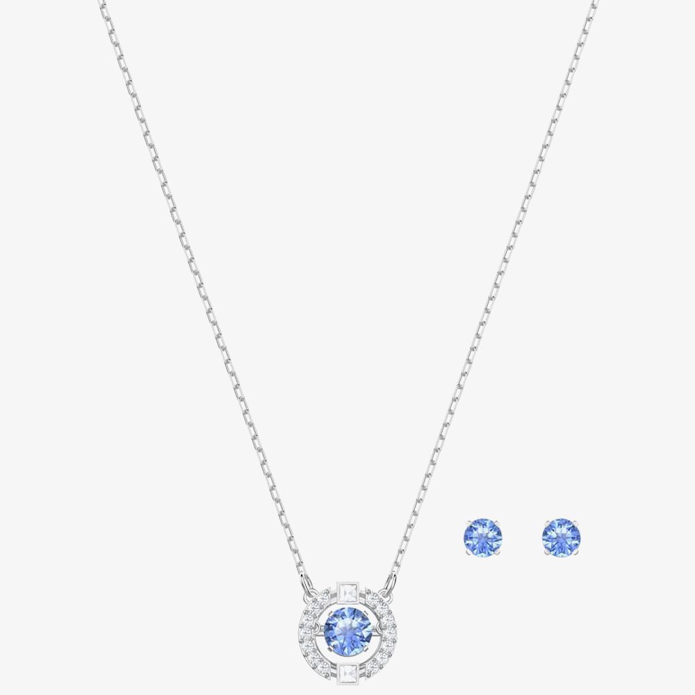 Swarovski Crystal and Zirconia Mesmera Rhodium-Plated White Pendant Necklace  and Stud Earrings Set | REEDS Jewelers