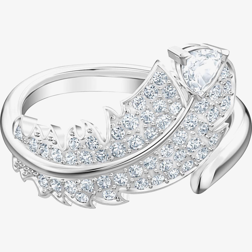 Swarovski Nice White Clear Crystal Feather Motif Ring