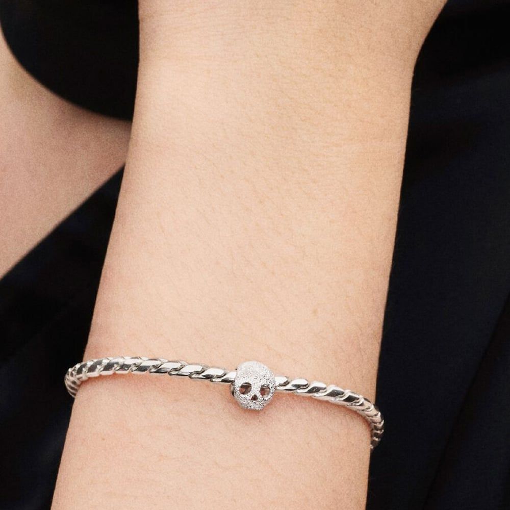 PANDORA 794040C00 Sterling Silver Textured Skull Charm - thbaker.co.uk