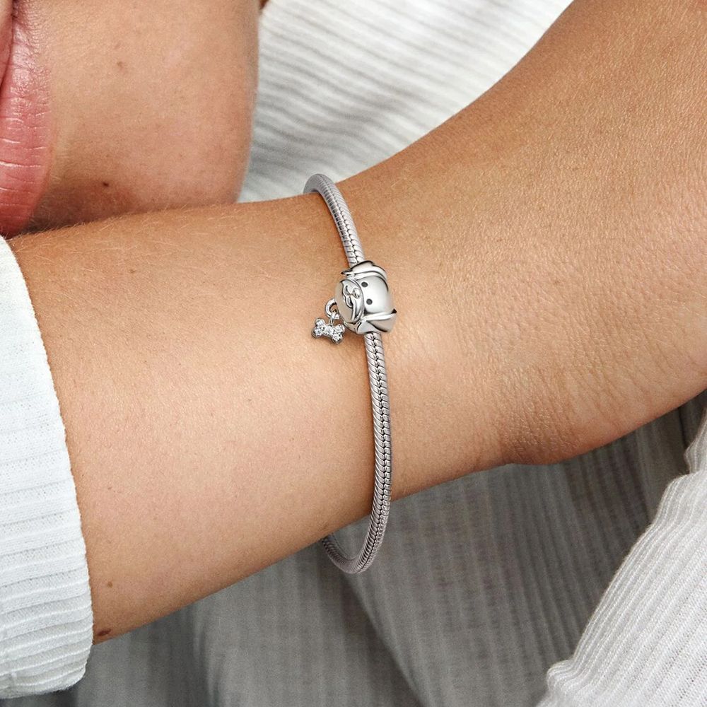 PANDORA 792254C01 Sterling Silver Cubic Zirconia Dog & Bone Charm ...