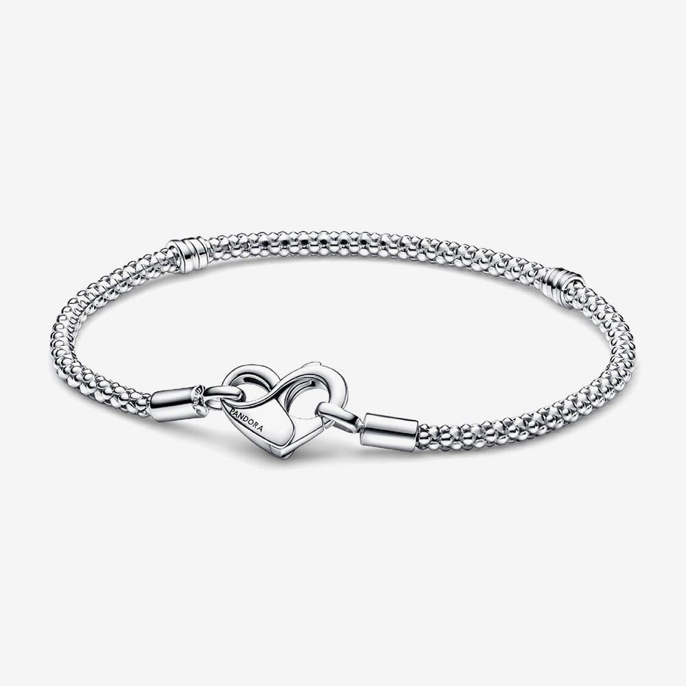 PANDORA 592453C00 Moments Silver Stud Chain Heart Clasp Bracelet - Main Image