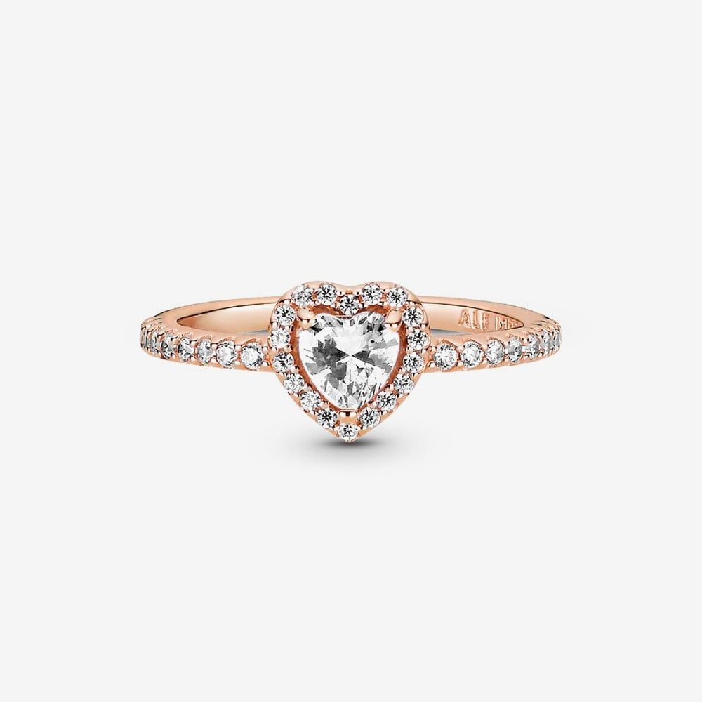 Pandora 188421C02 14ct Rose Gold Plated Elevated Heart Ring - thbaker.co.uk