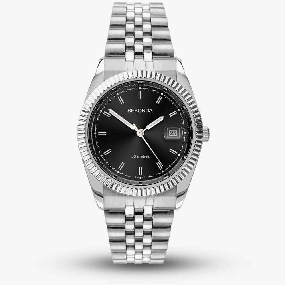 Sekonda Stainless Steel Black Dial Watch 1691 - thbaker.co.uk