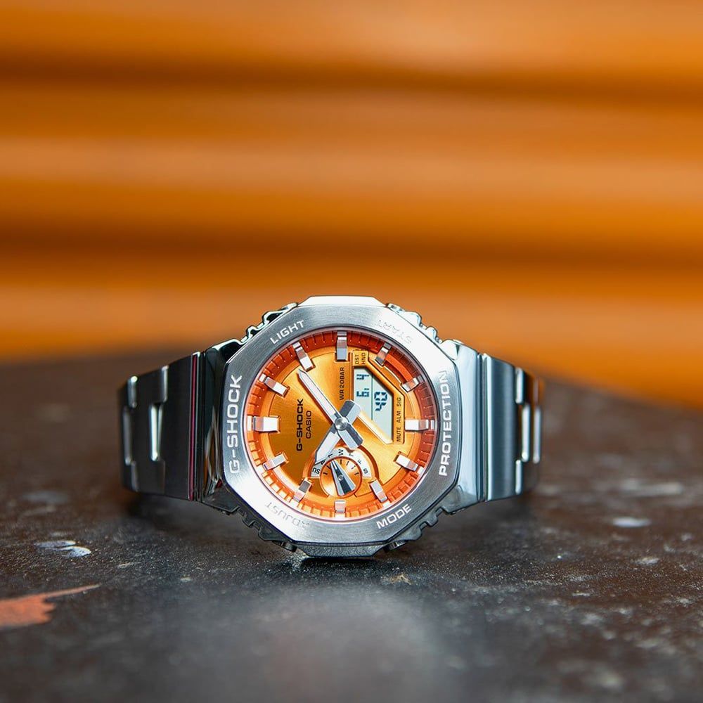 Casio GM-2110D-4AER Orange Metallic Dual Display Watch