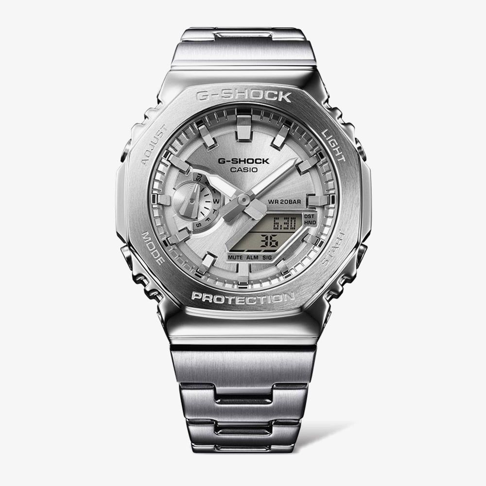 Casio GM-2110D-7AER Silver Metallic Dual Display Watch - thbaker.co.uk