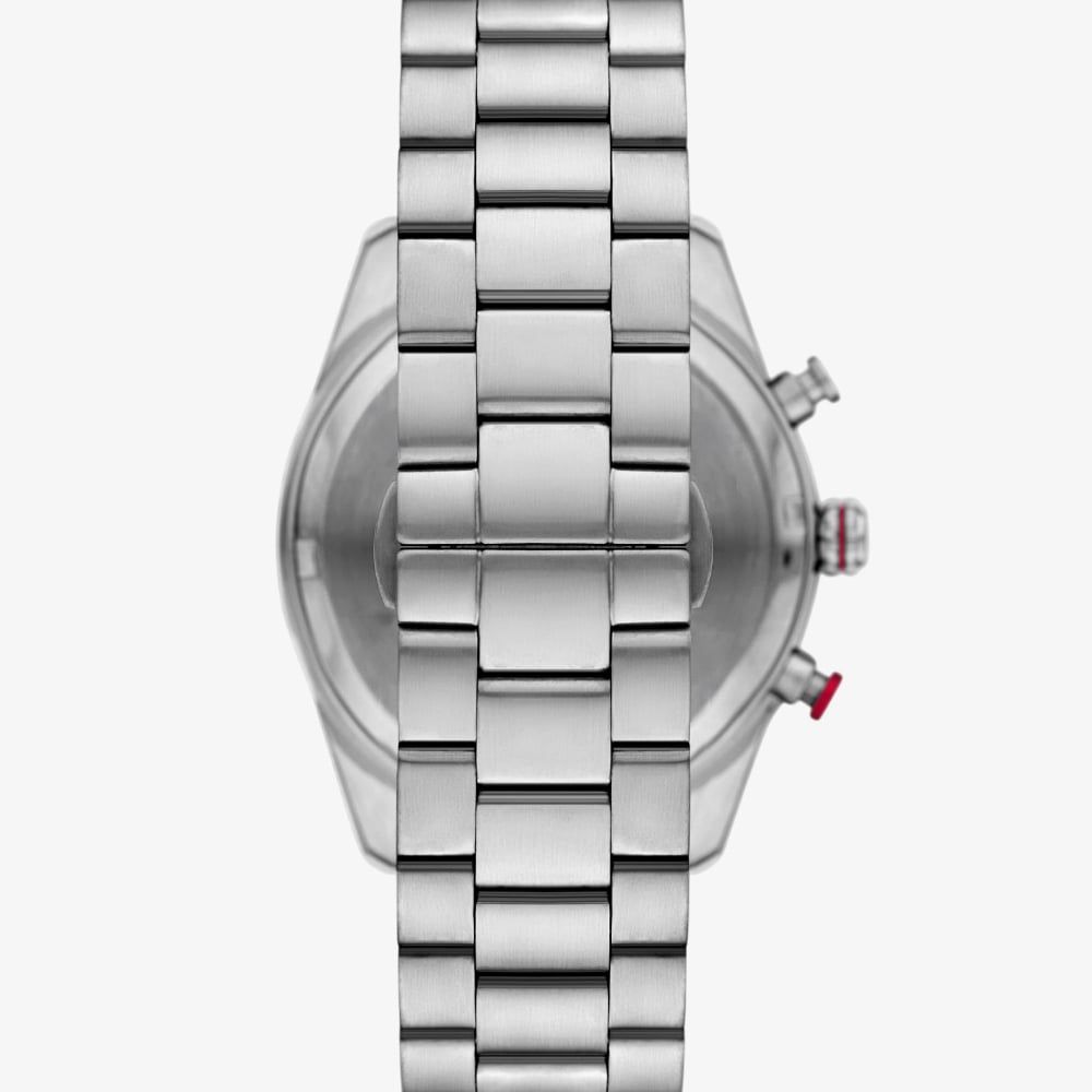 Emporio Armani Racer Chronograph Silver Dial Black Leather Strap Watch for Men - AR11677