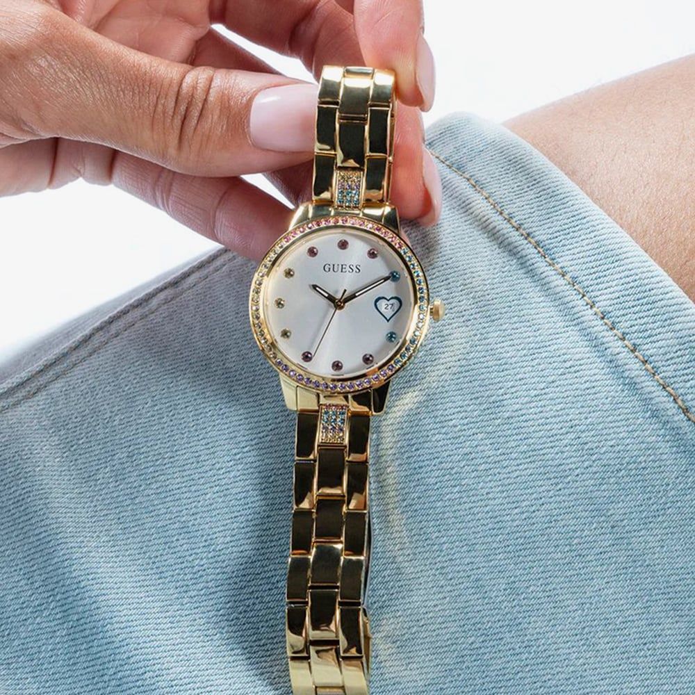 Gold Coloured Guess Ladies Sport Uhr Gold Guess Women's SERPENTINA