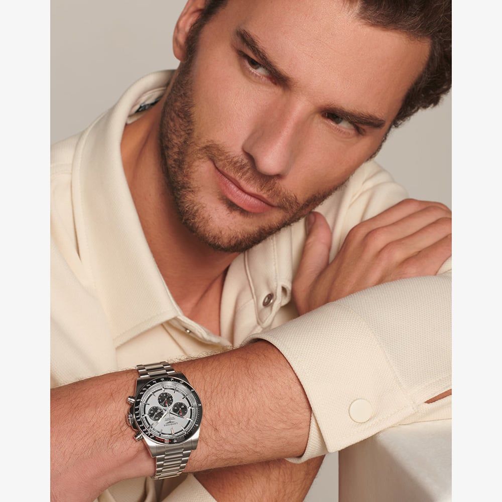 Longines Chronograph Silver Mens Watch